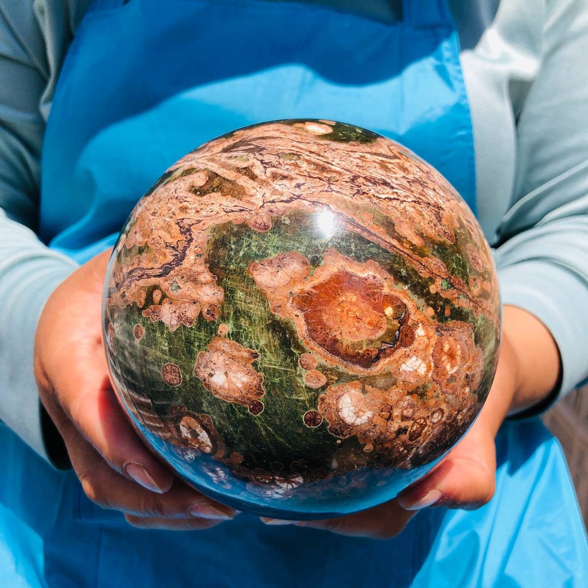 5.28LB Natural sakura agate Sphere Quartz Crystal Ball Specimen energy Healing