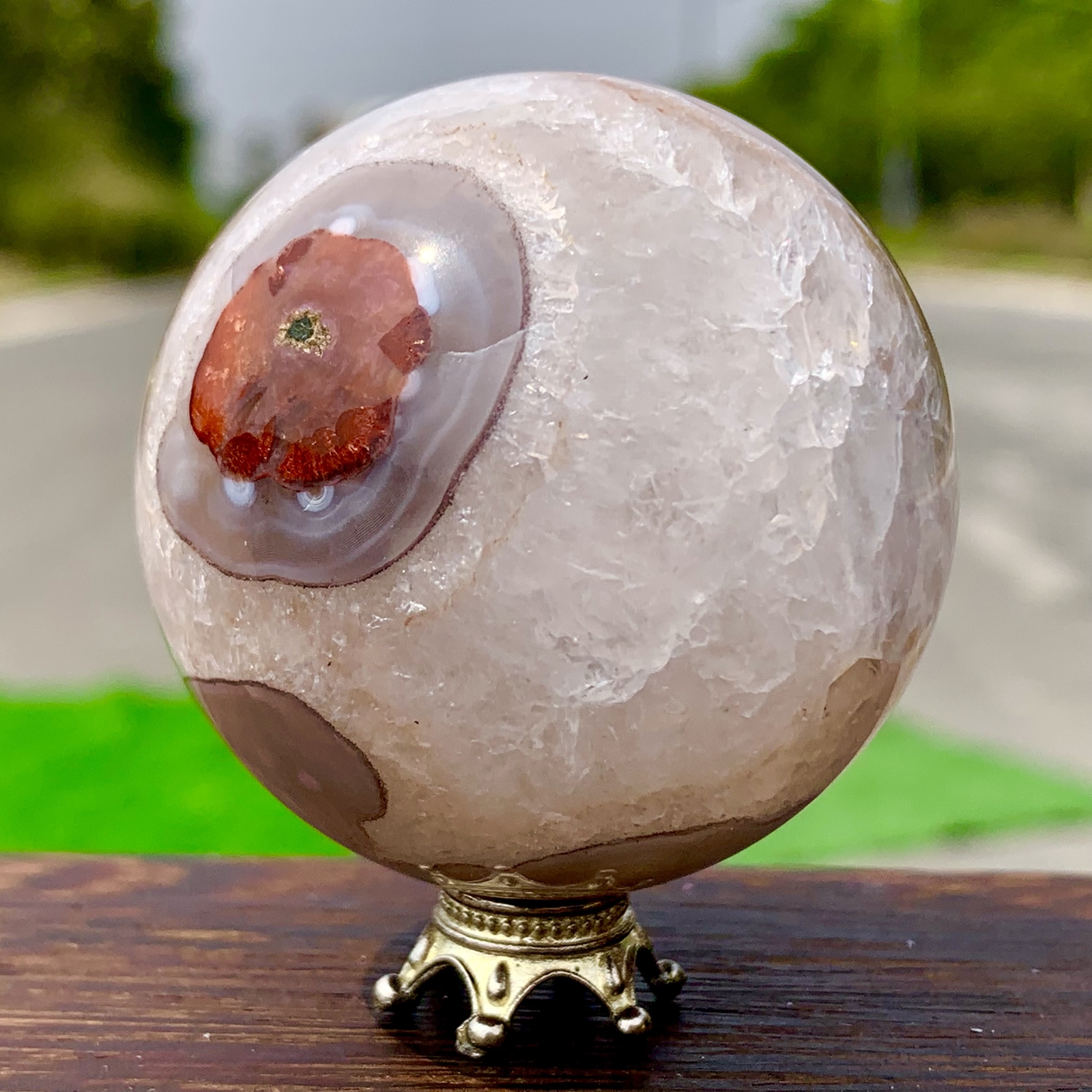 164GNatural Silk agate Sphere Quartz crystals Balls Reiki Healing Gem