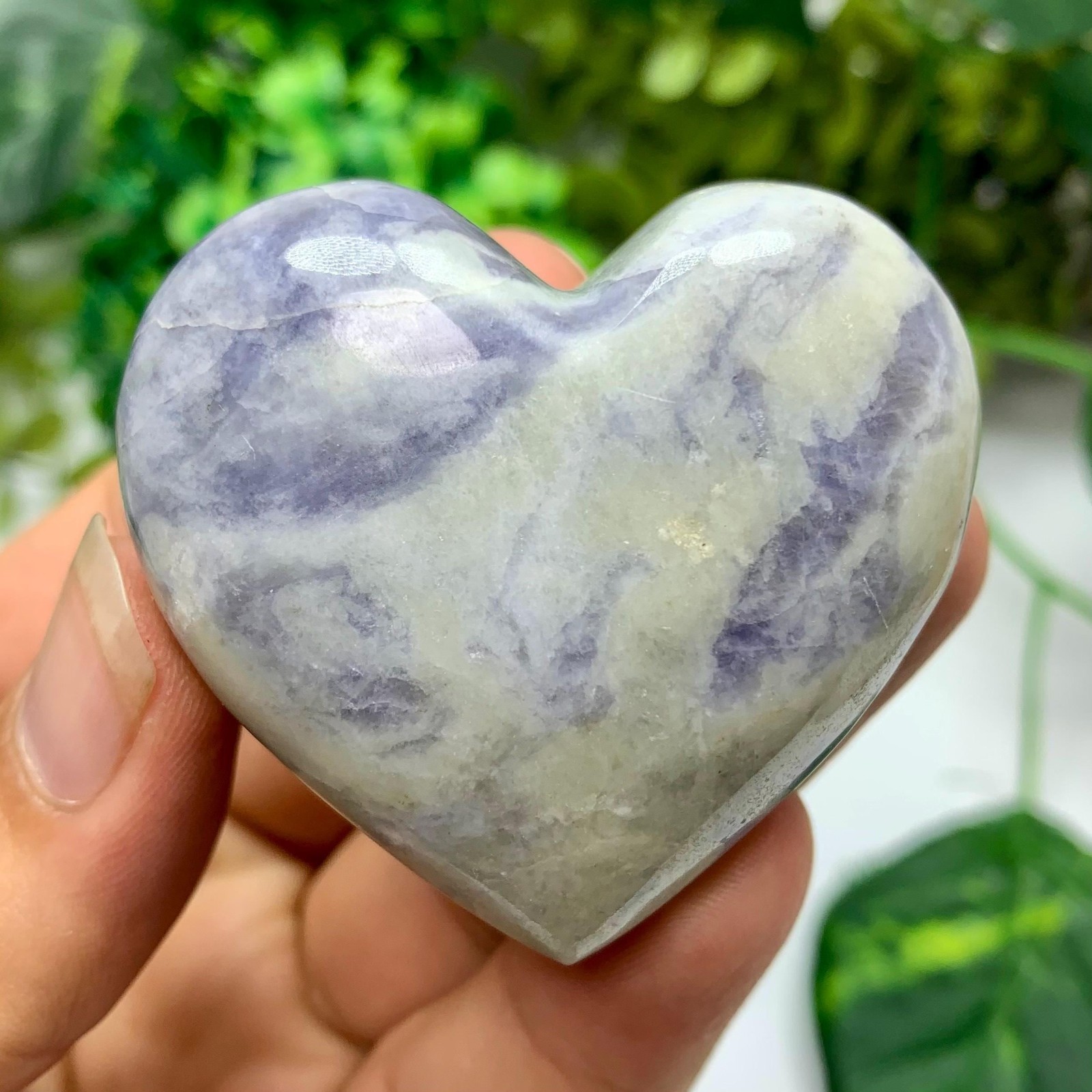 100g Beautiful UV Reactive Hackmanite Heart Stone, Hackmanite Heartstone, Purple
