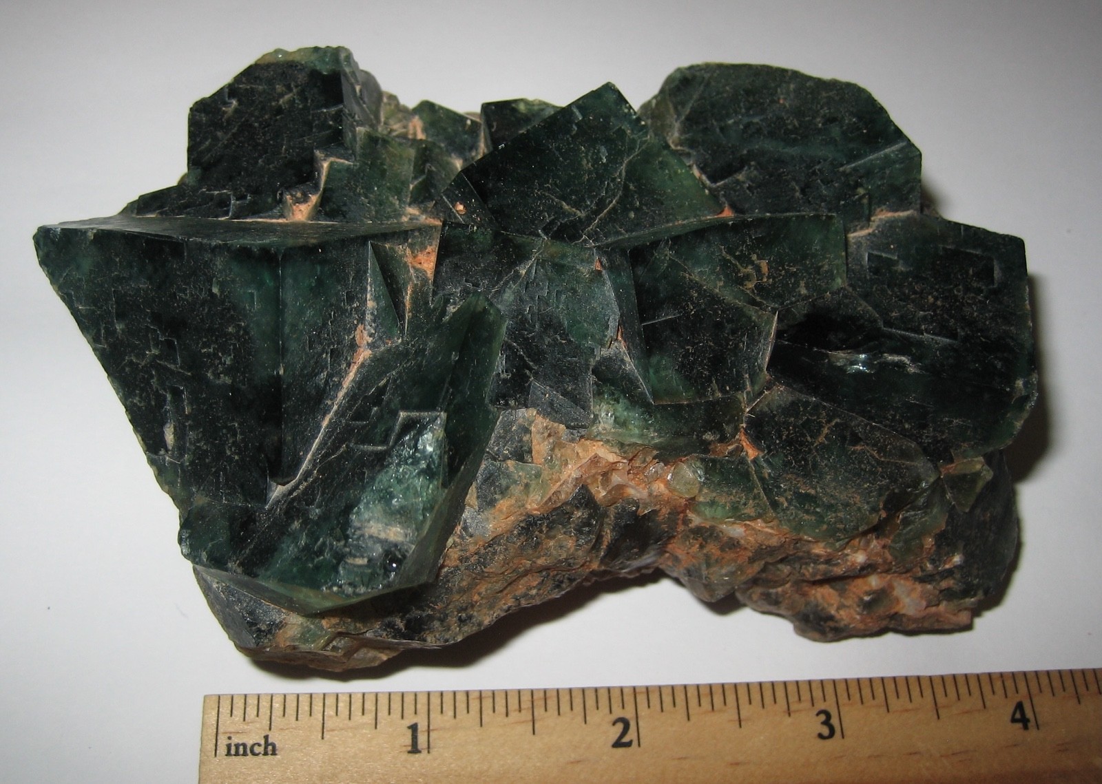 LARGE 4.3″ x 2.2″ NATURAL ROUGH GREEN FLUORITE CRYSTAL CLUSTER ~ 748.8grams *1