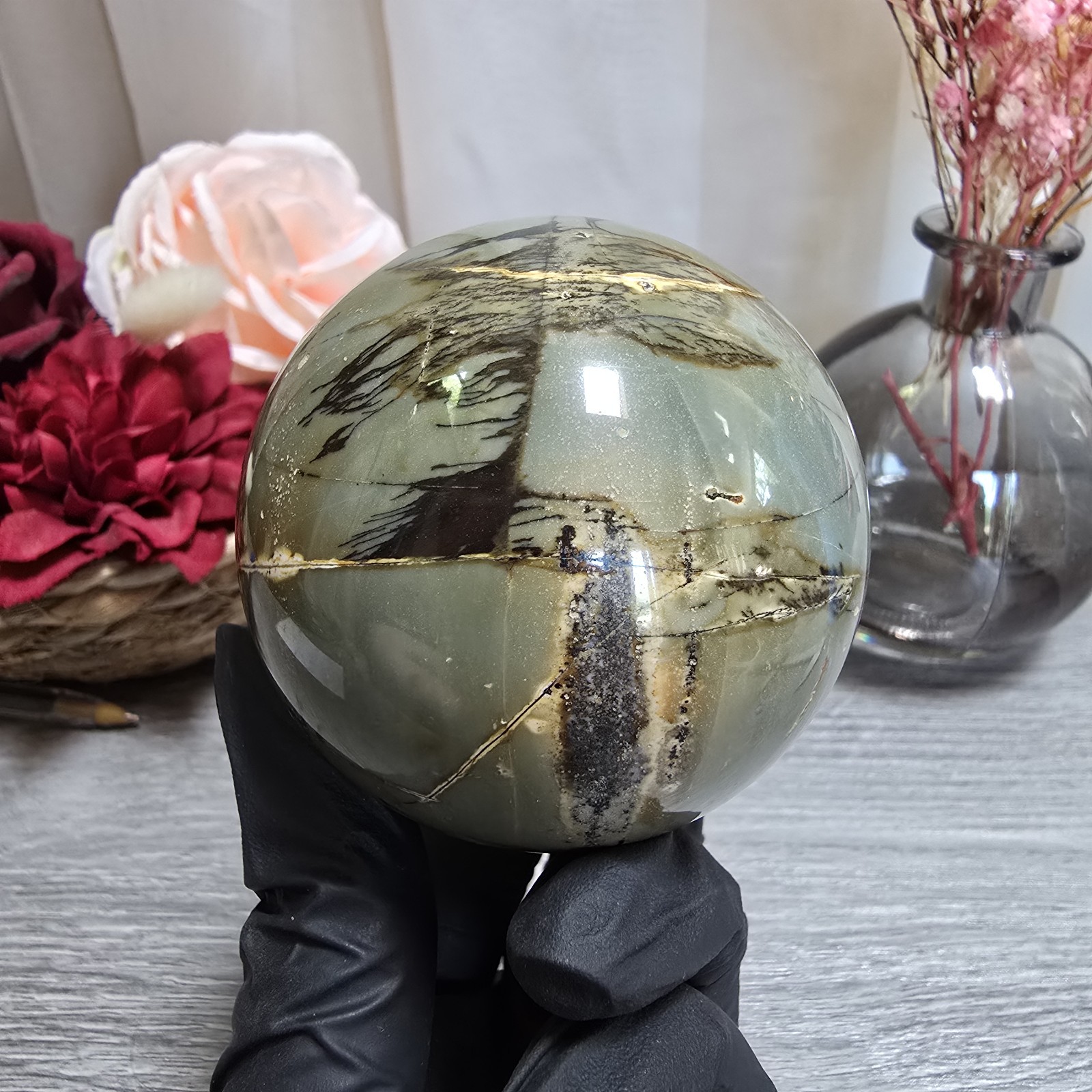 62mm Picture Jasper Crystal Sphere Orb (Q7)