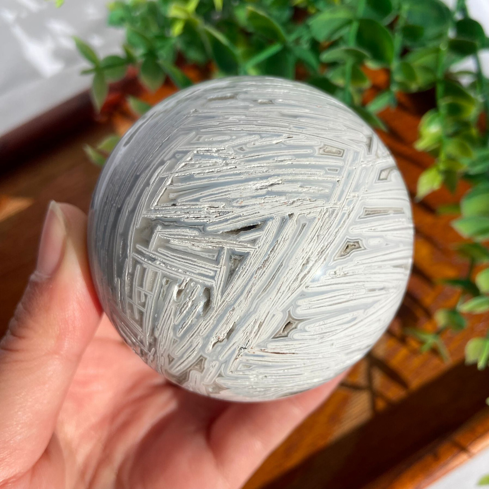 68mm Druzy Mexican Lace Agate Sphere Ball Crystal Energy Stone Modern Boho Decor
