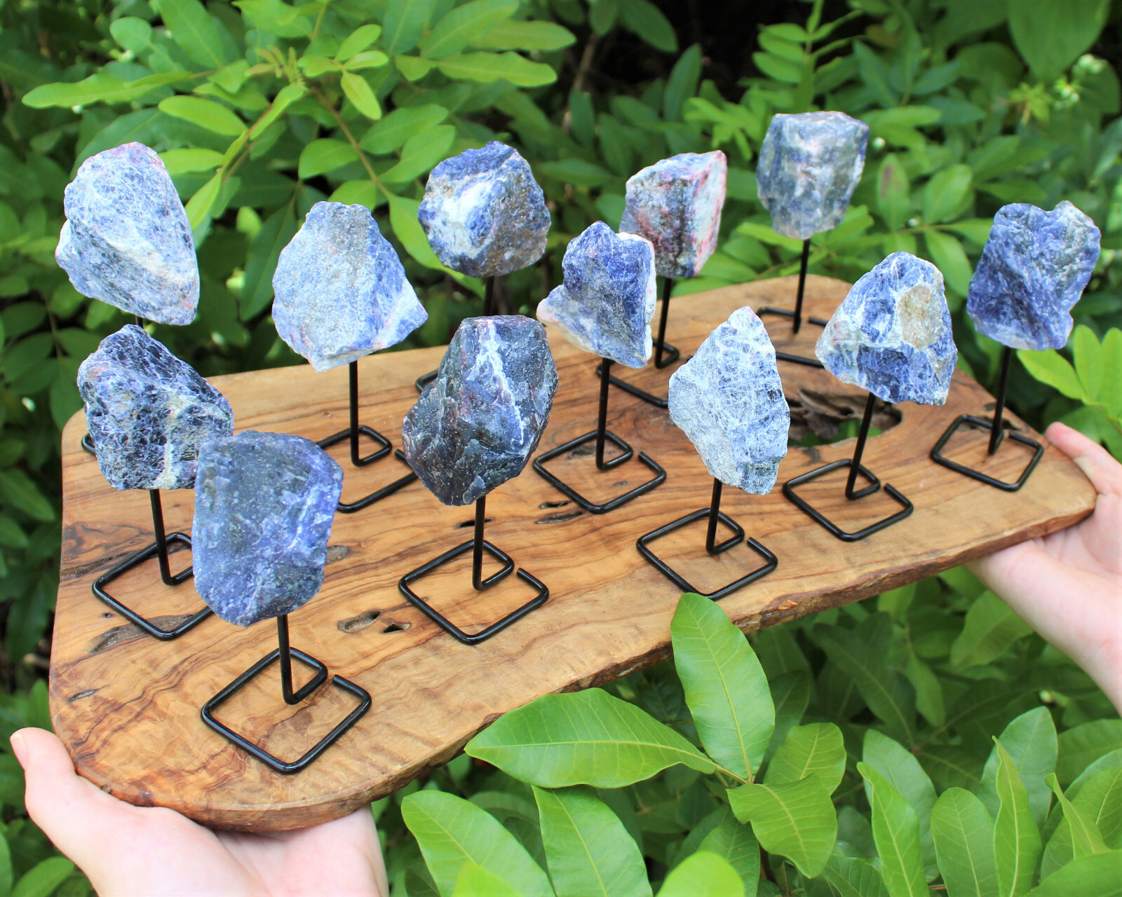 Sodalite On Metal Stand, Rough Sodalite Mini Pin (Raw Sodalite Crystal Specimen)