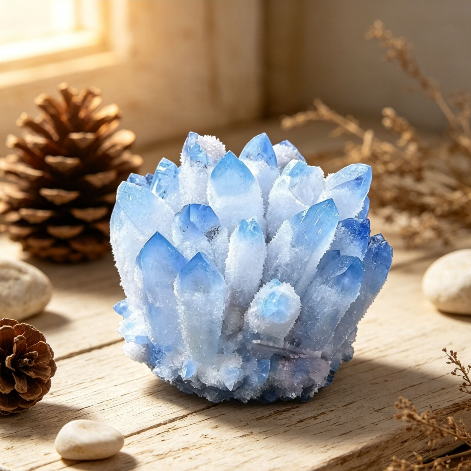 300g Rare Large Raw Blue Phantom Quartz Crystal Cluster Quartz Mineral Specimen