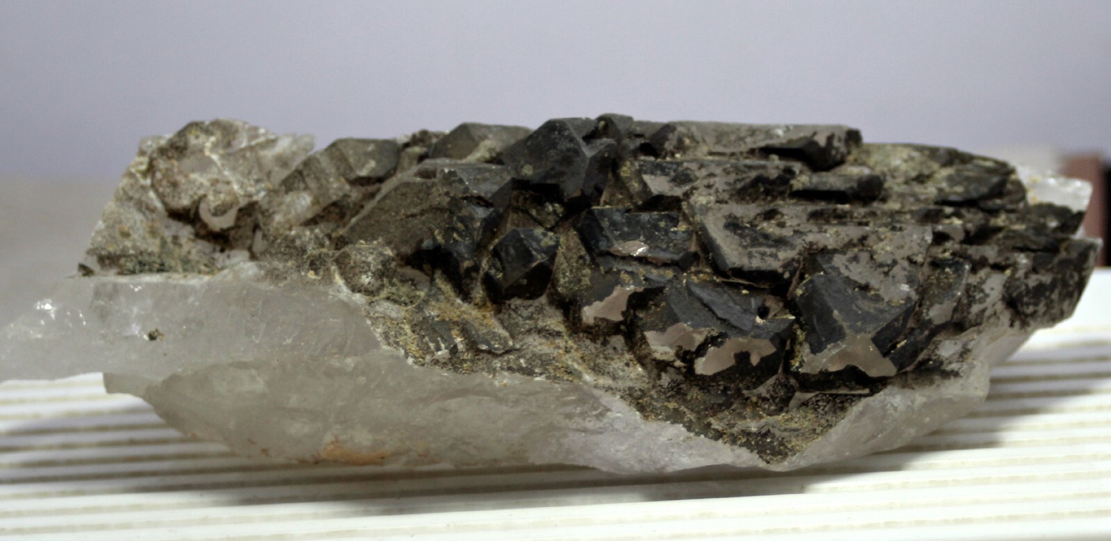 Lava Quartz 563 Gm Unusual Carbon on Quartz Crystals Bunch Specimen Pakistan