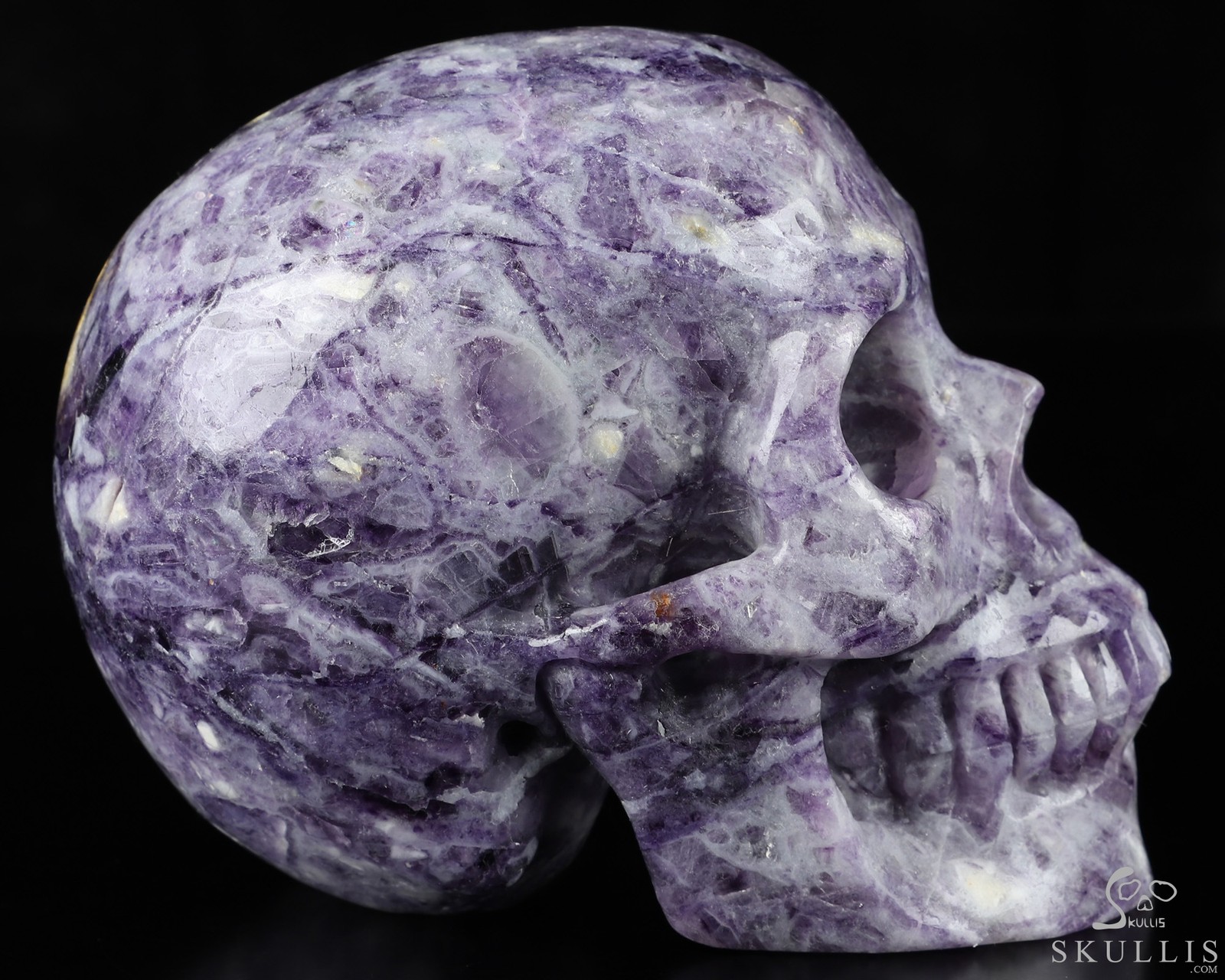 Huge 5.0″ Purple Fluorite Carved Crystal Skull, Realistic, Crystal Healing