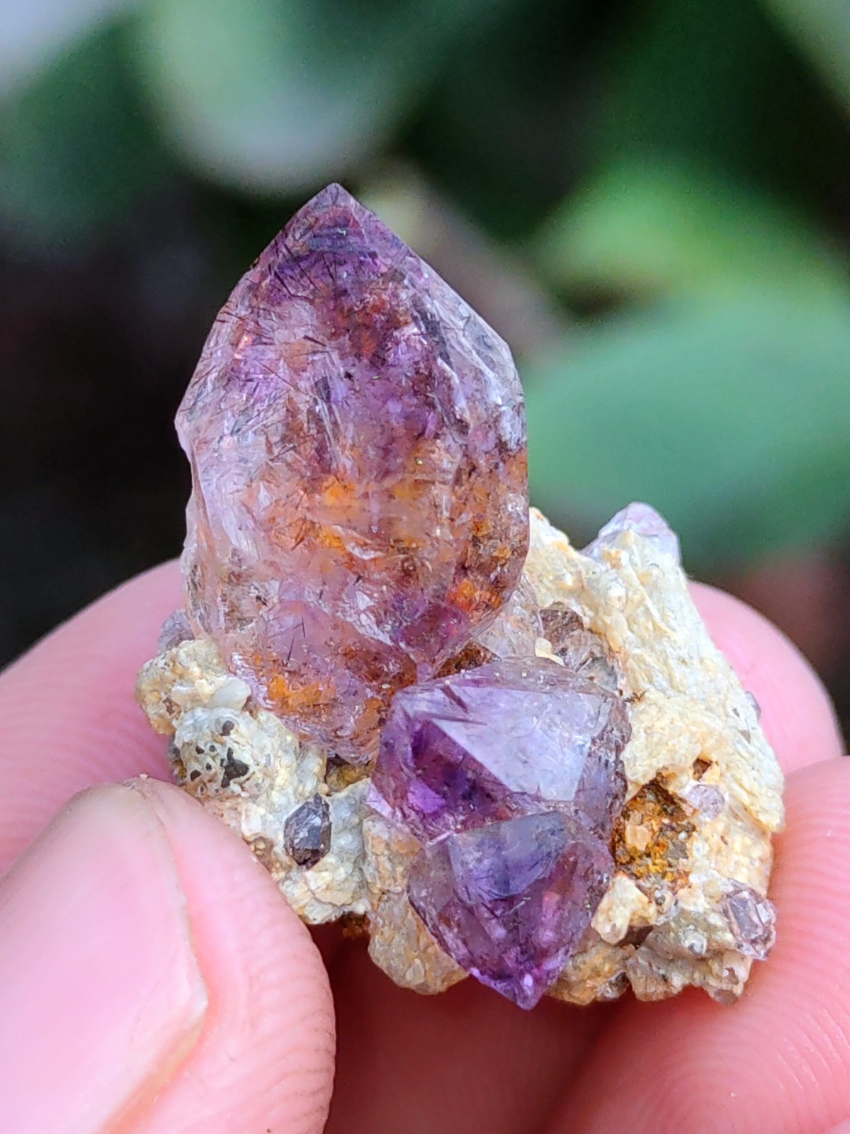 Karur Amethyst crystal in black Rutiles Matrix Natural Mineral specimen Crystal