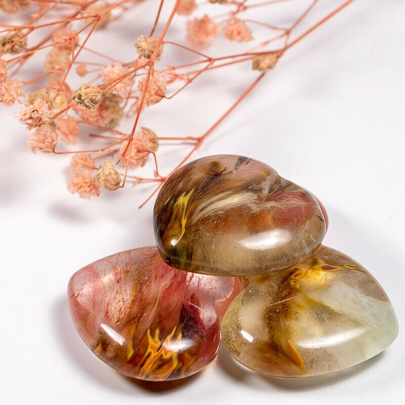 20pcs 30mm No Hole Heart Decoration Natural Quartz Stone Healing Crystal Gem GQ