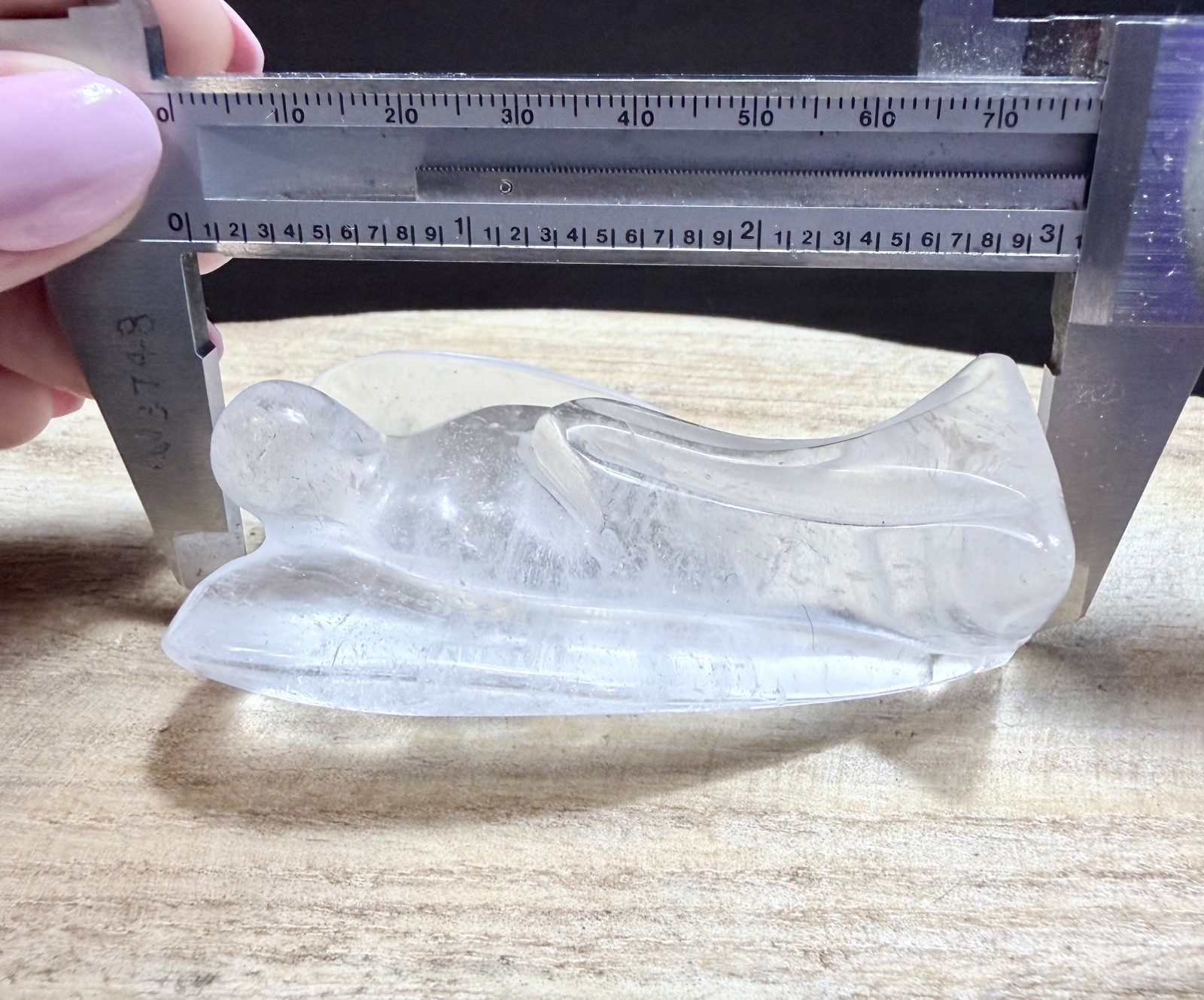Crystal Clear Quartz Angel Simple Carving spiritual Heal display 7.8cm 116g