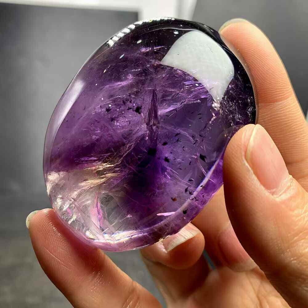 133g Natural Amethyst Quartz Palm play with Crystal Energy Reiki Healing