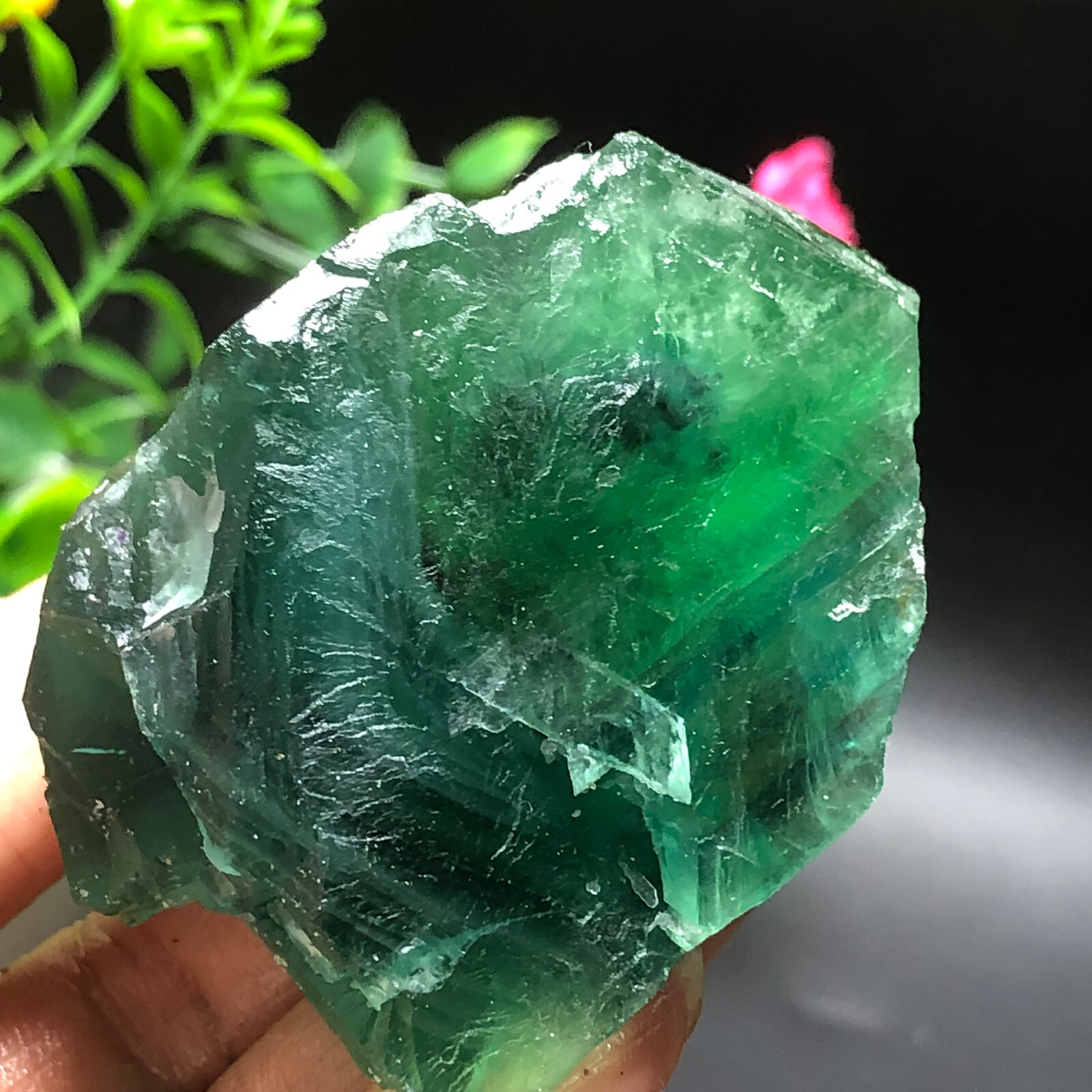 156g Natural beautiful Rainbow Fluorite Crystal Rough stone specimens cure