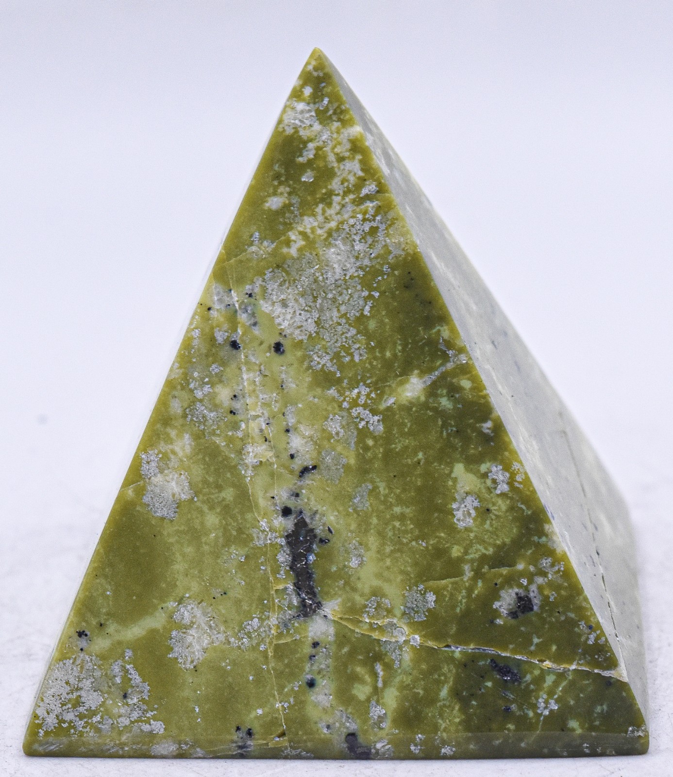 2.4″ 200g Green Yellow Serpentine Pyramid Polished Natural Crystal Mineral Peru