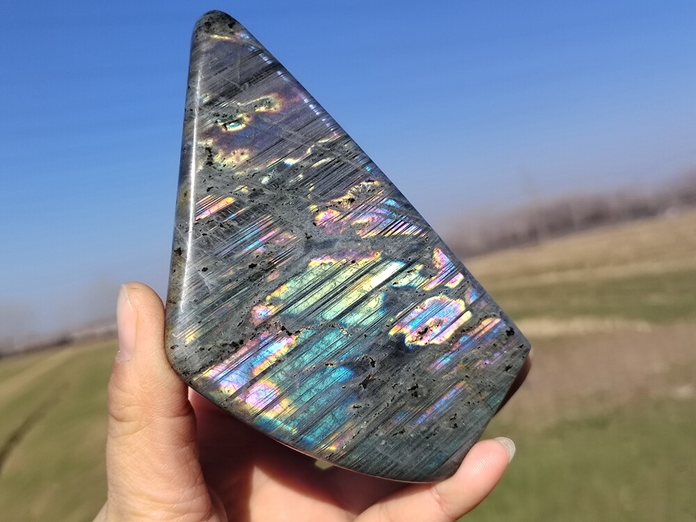 1.27LB Natural Labradorite Quartz Spectrolite Crystal Mineral Specimen Healing
