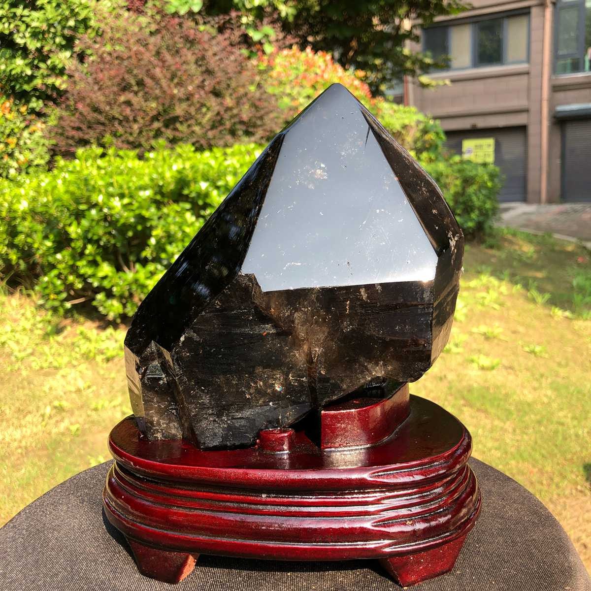 7.37LB Natural smoky quartz obelisk tea-crystal specimen tower healing decor