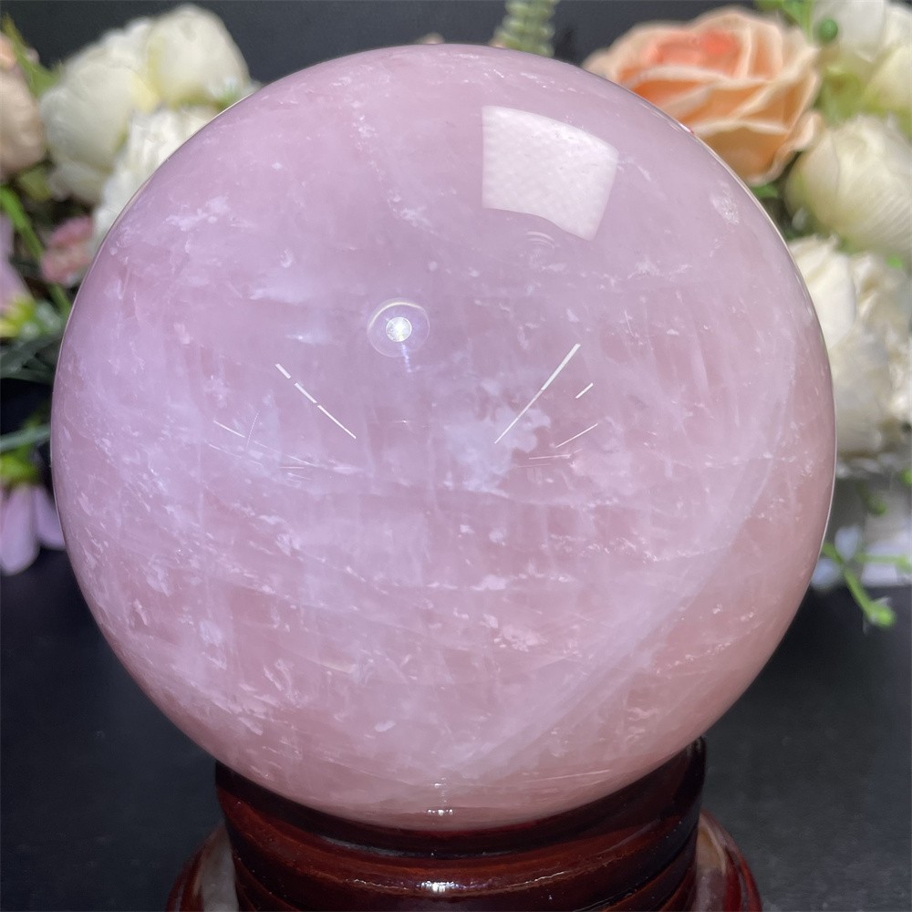 4LB 4.1″ Natural Rose Quartz Sphere Ball Crystal Quartz Decor Healing Reiki
