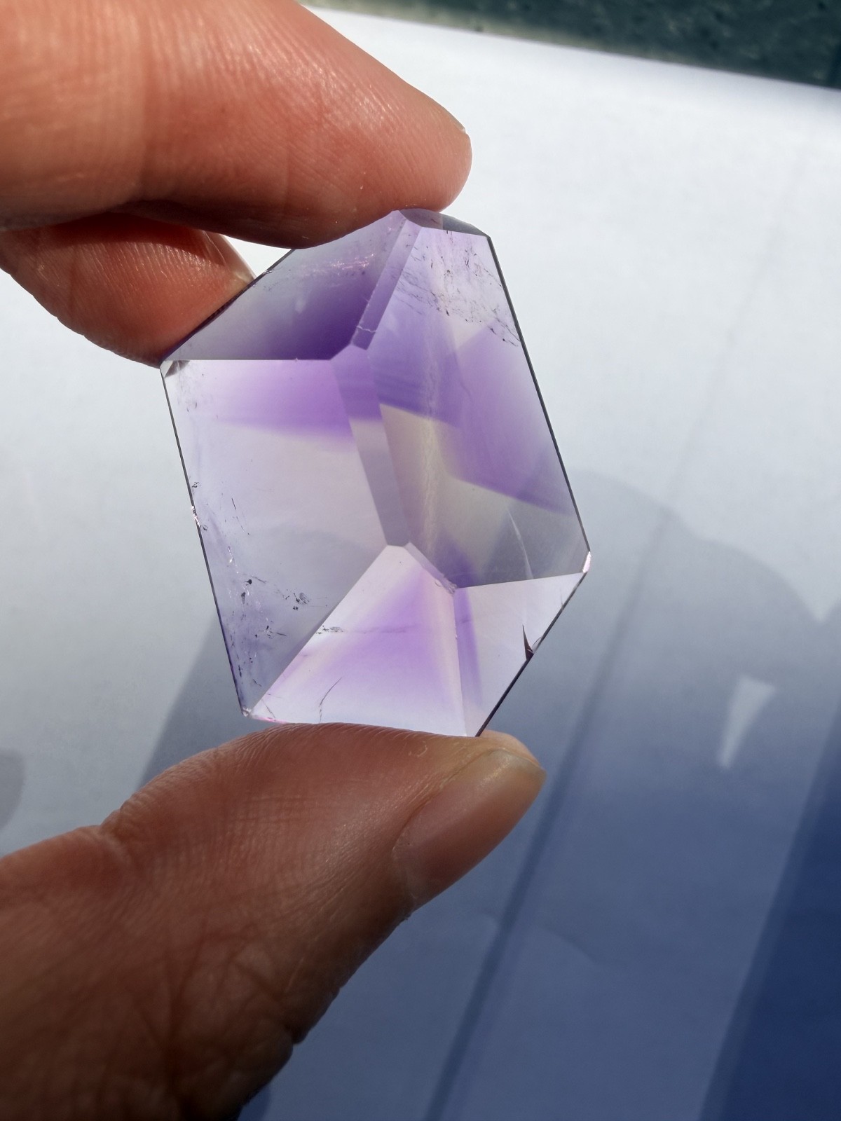 Gemmy Trapiche Phantom Amethyst Free Form From Brazil | Six-Spoke Wheel Phantom