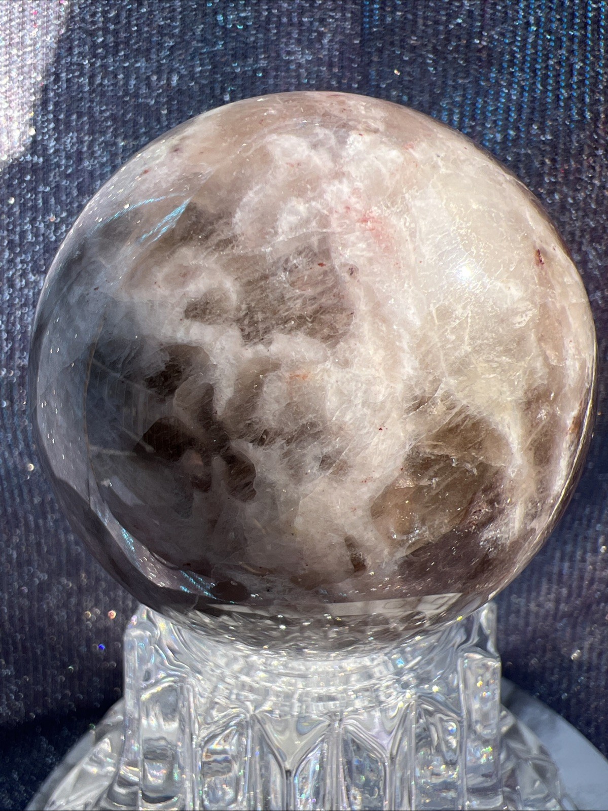 Peach Moonstone Fire Quartz Sphere 2.3 inch 59 mm 10 oz Crystal US Seller 52