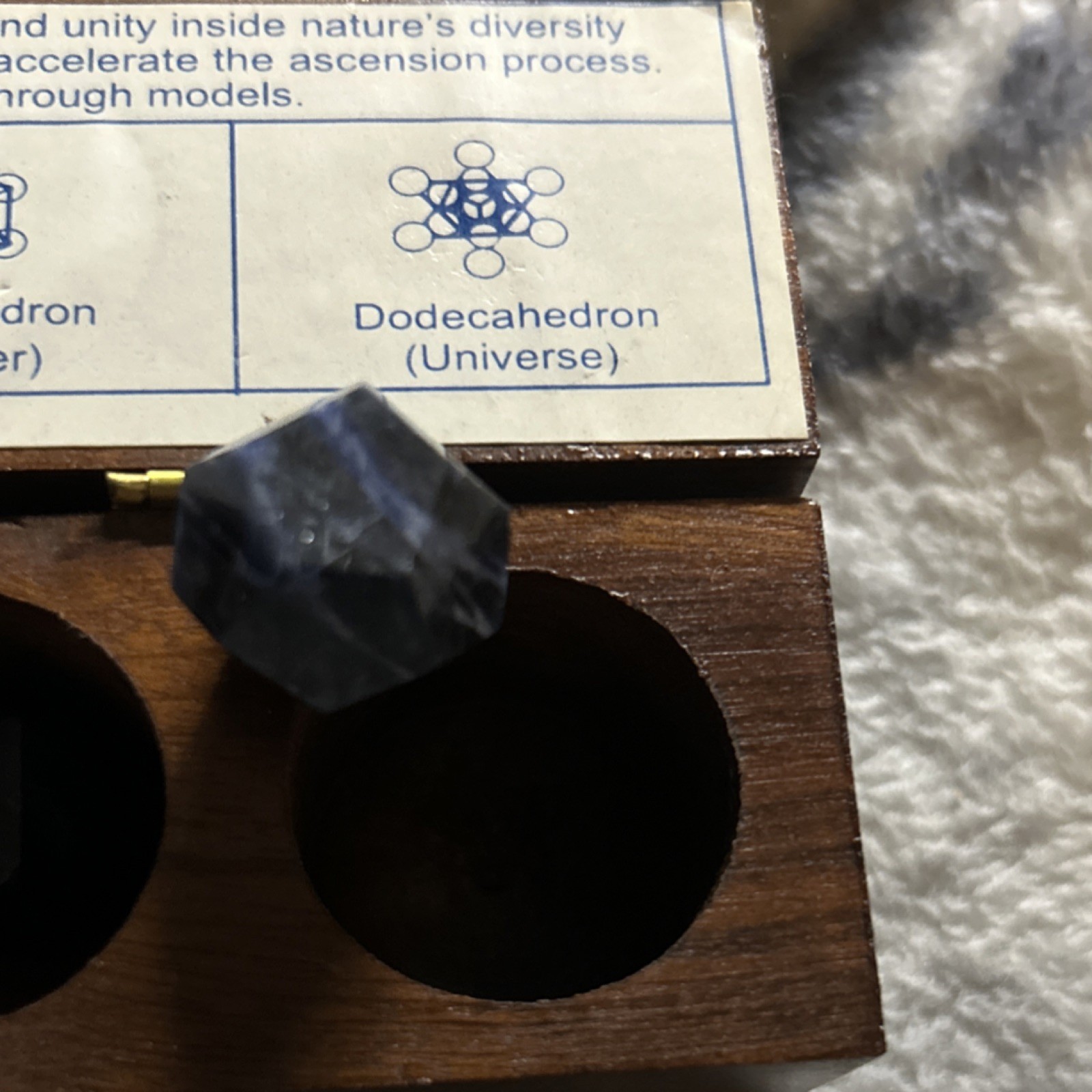 5-Piece Sodalite Sacred Geometry Platonic Solids Set w/ Wooden Display Box