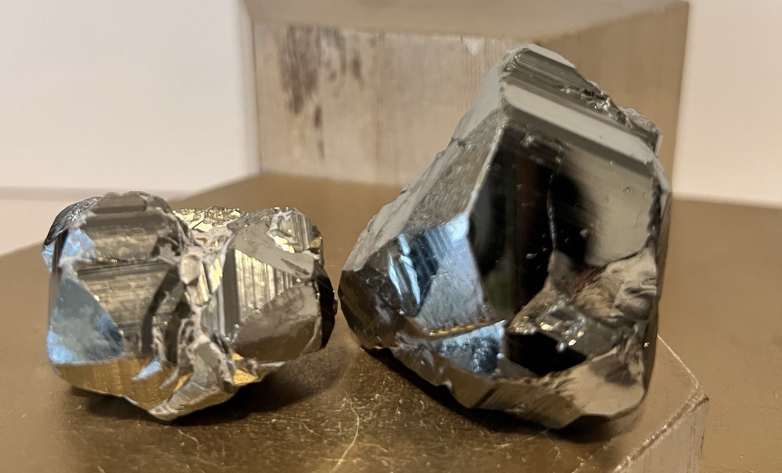 Dodecahedron Pyrite 2 Piece Cluster Set – Measurements In Photos