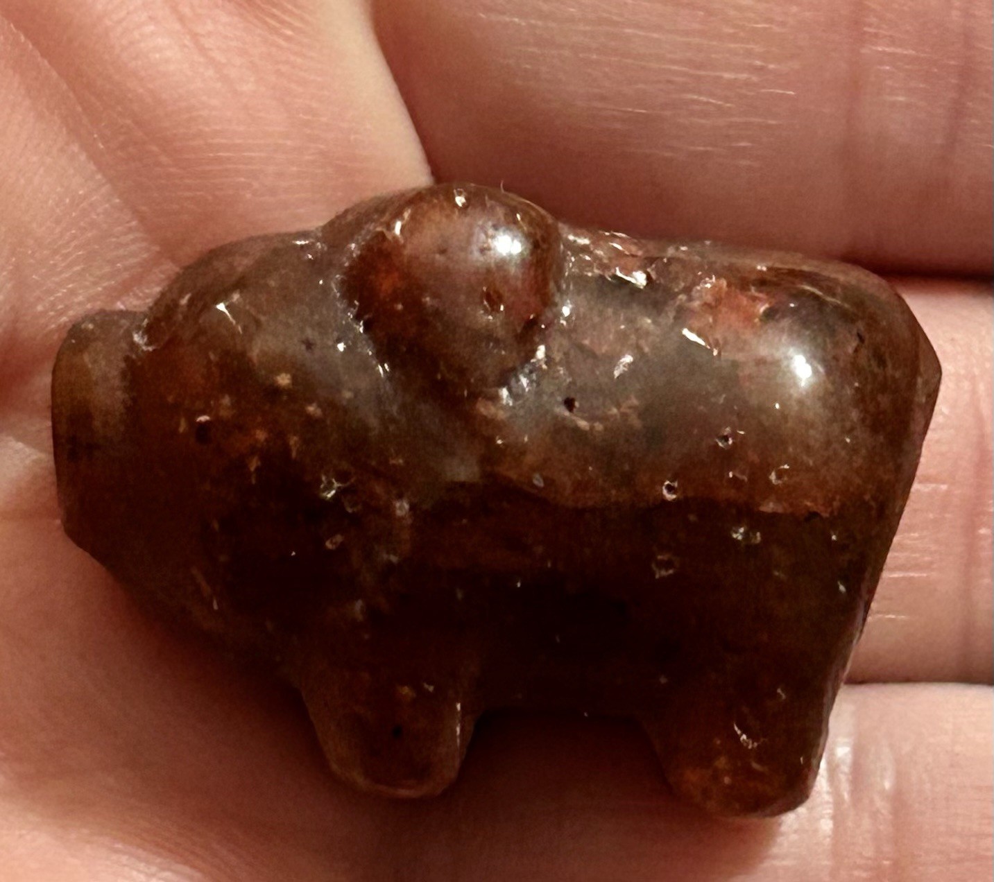 Strawberry Quartz Pig Crystal Carving Natural Polished Stone
