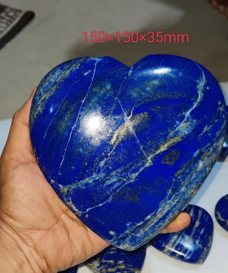 High-Quality Lapis Lazuli Hearts & Palm Stones – Choose Size – Afghanistan