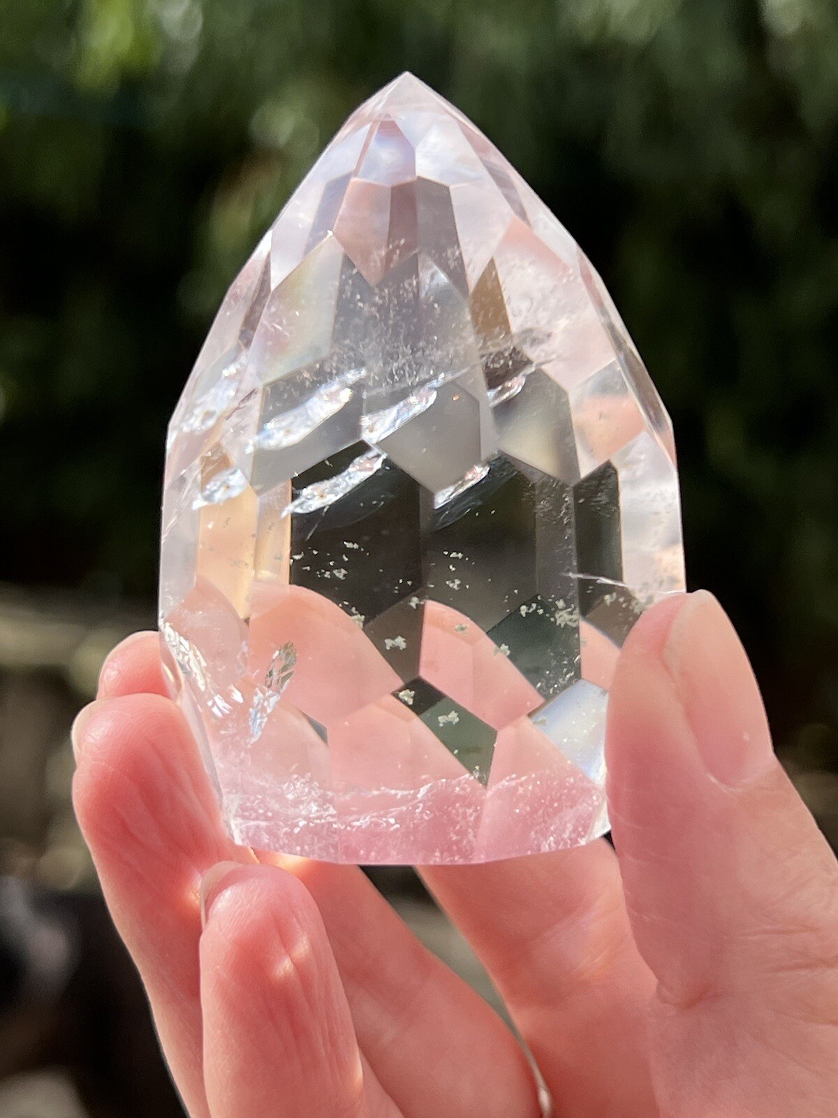 Clear Quartz Hand Faceted Large Crystal Droplet AAA+ Freestanding 13