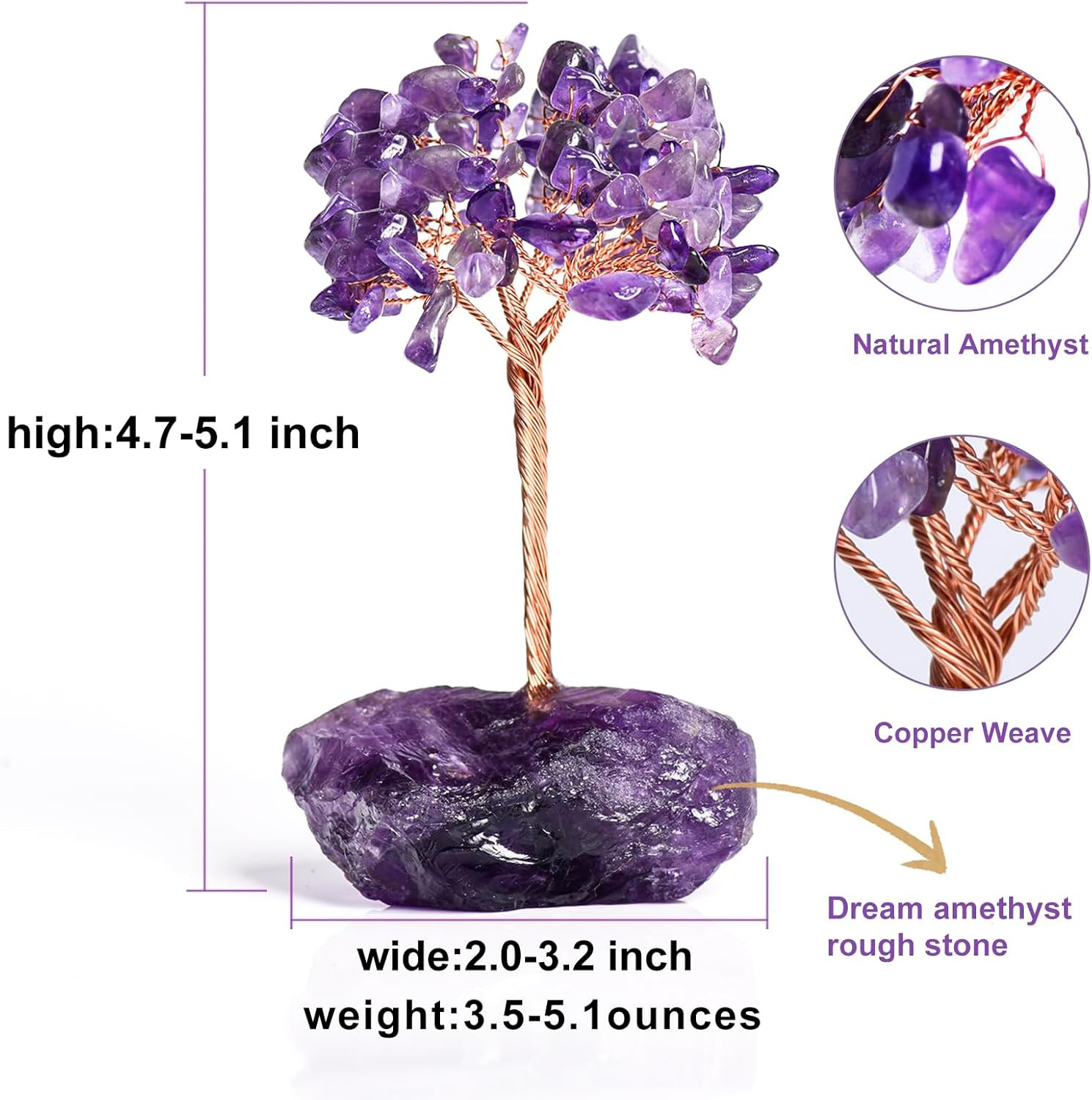 Amethyst Crystal Tree of Life,Money Tree Decorations,Crystals and Healing Stones