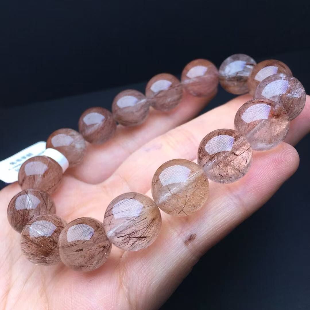 10mm Natural Rabbit Hair Bead Bracelet Reiki Crystal Quartz Healing Decorate 1pc