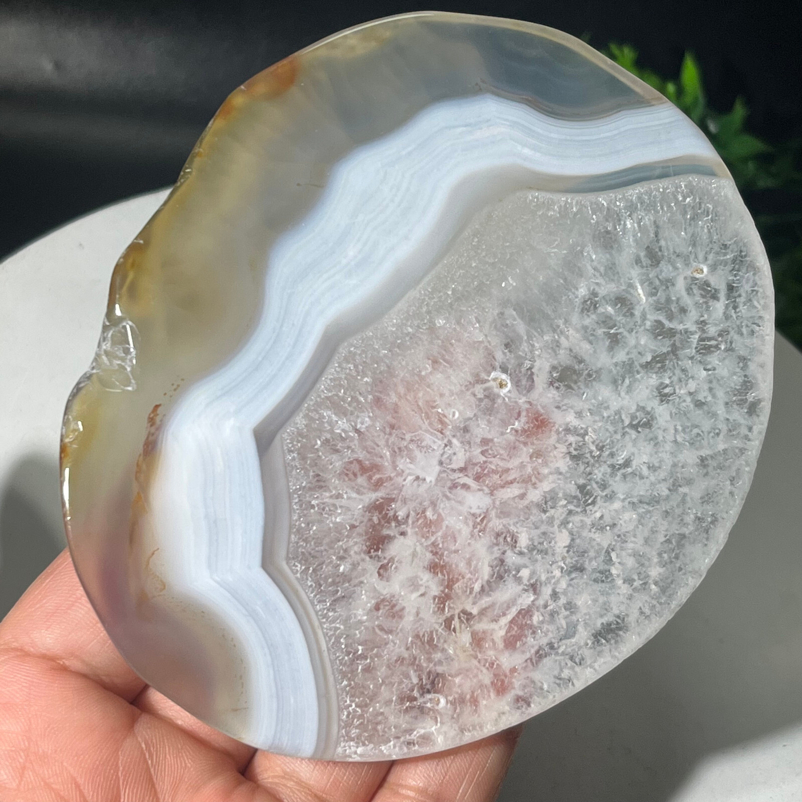 132G Natural Beautiful Agate Geode Druzy Slice ExtraLarge Gemstone