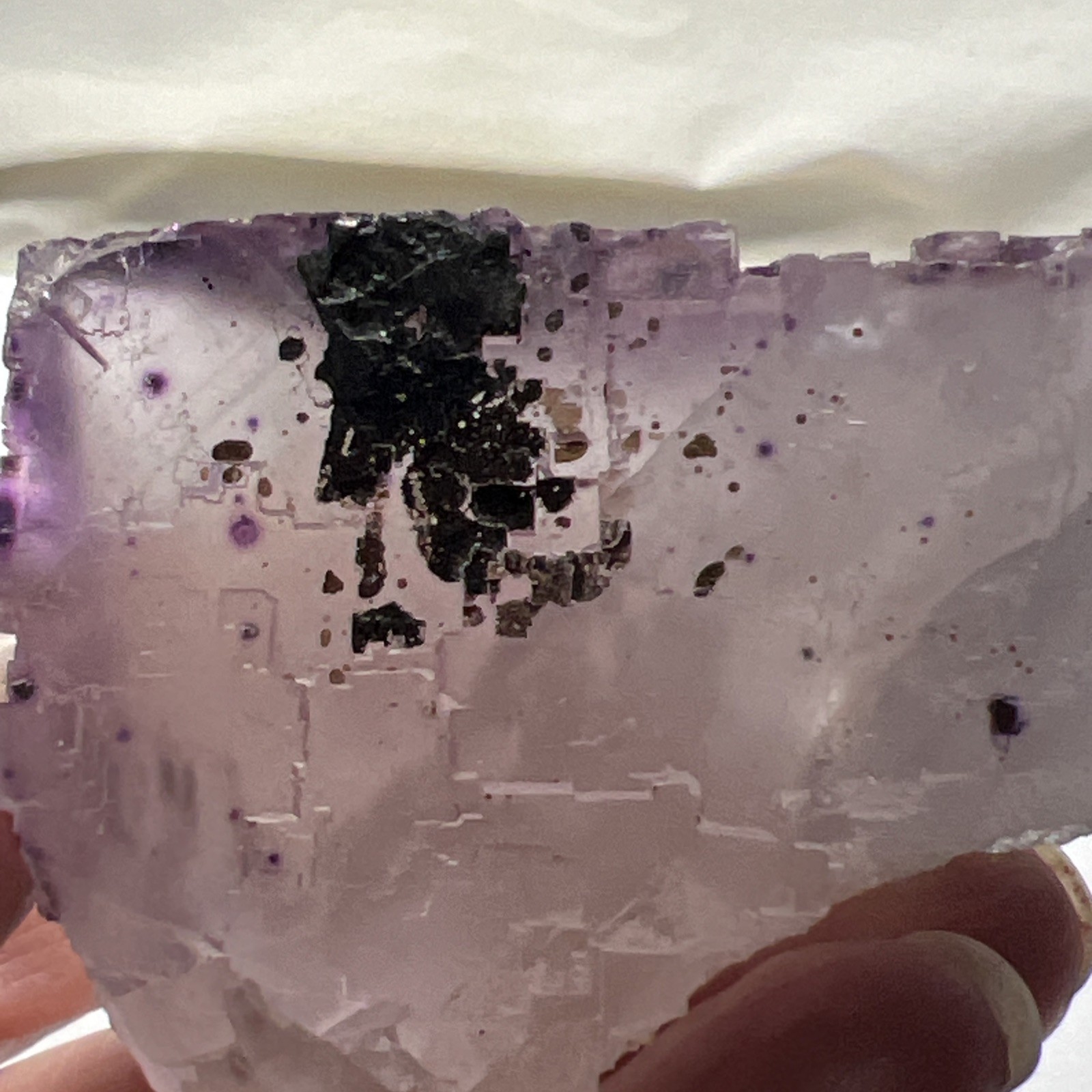 Fluorite – Zoned Light Purple & dark purple floater clusters & dogtooth calcite