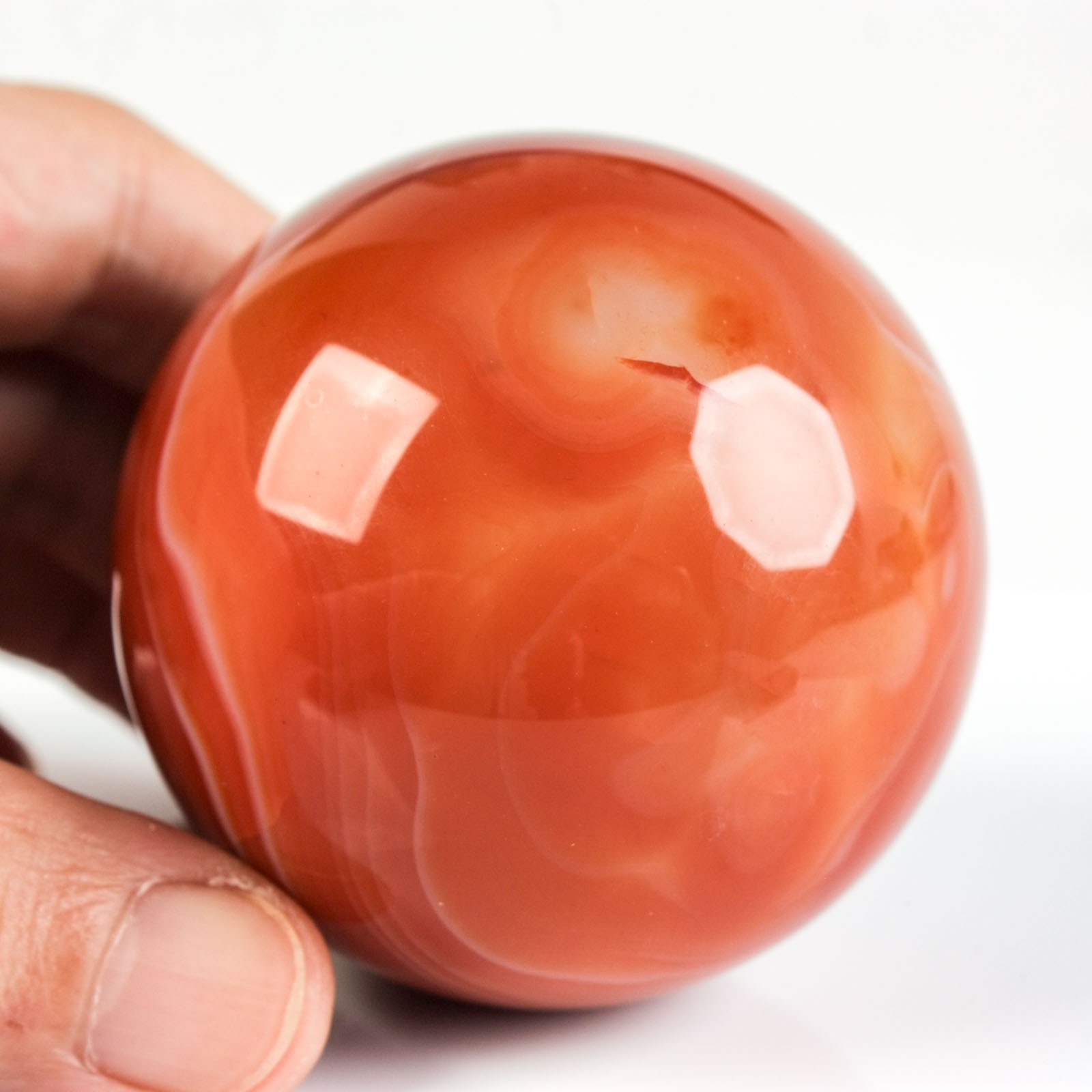 2.4″ 9.74oz Banded Carnelian Agate Sphere Druzy Geode Crystal Ball Specimen