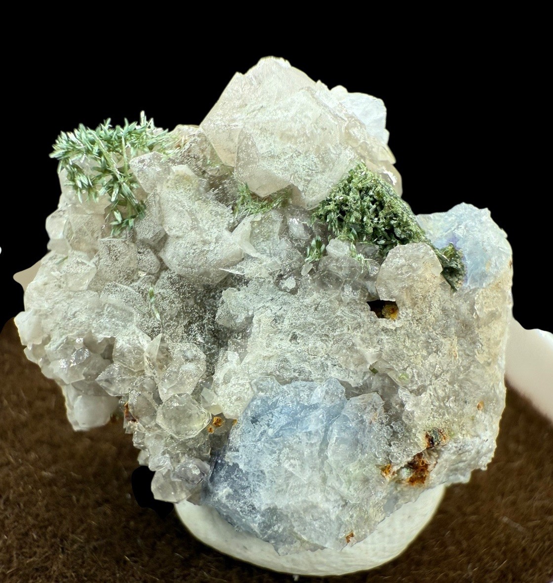 Olivenite On Fluorite & Quartz Xls : Clara Mine . Oberwolfach , Germany 🇩🇪