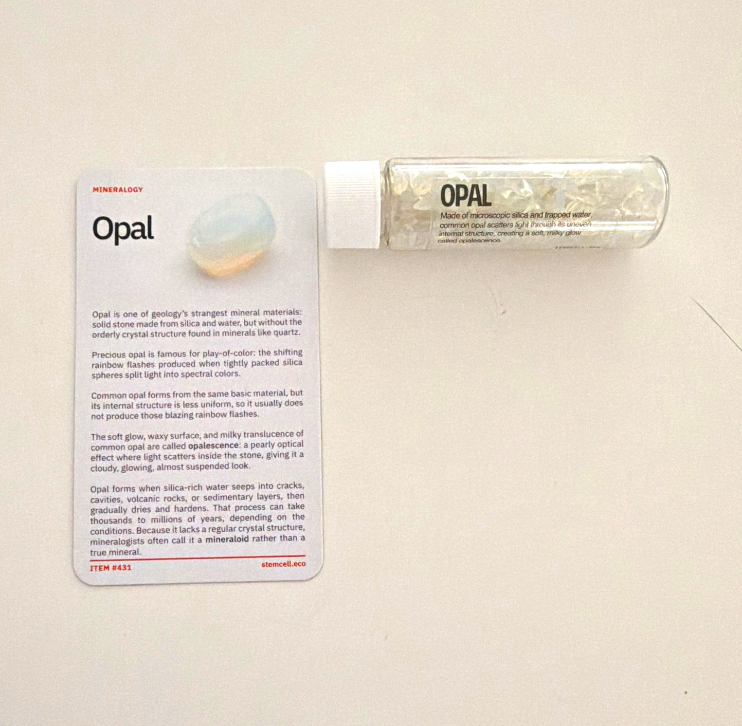 Opal Natural Rough Crystal Chips Vial Sample + Information Card.