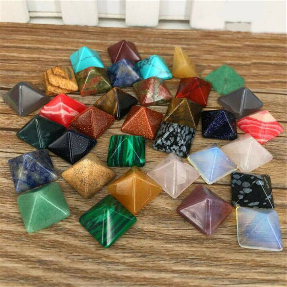 14 Pack Natural Pyramid Stone Crystal Healing Chakra Gems Mineral Rocks Gift