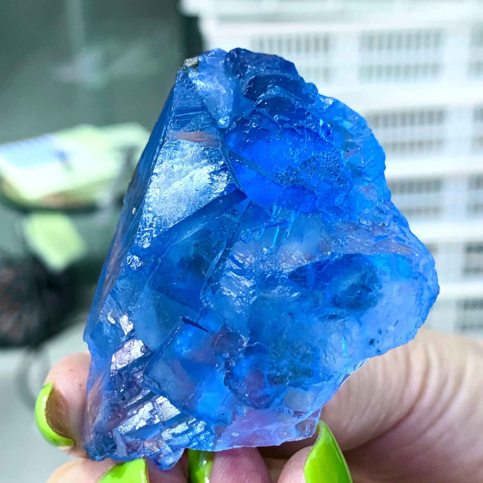 98G Rare transparent blue fluorite cubic mineral crystal sample/China