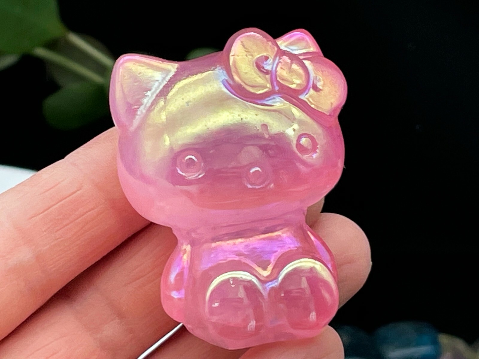 Crystal Carved Aura Cat Carving Kitty Housewarming Gift Home Decor D110201