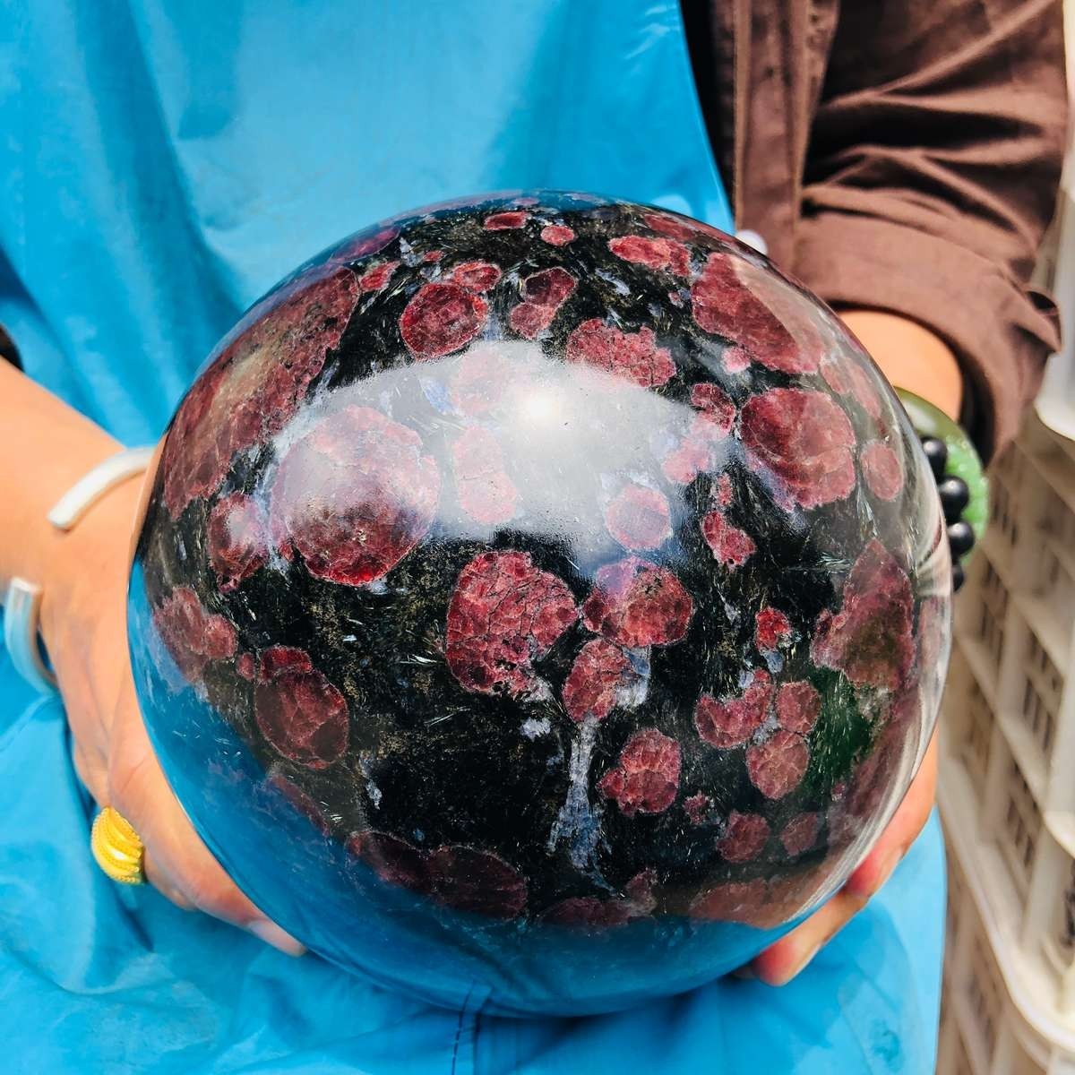 14.82LB Natural Firework Stone Quartz Sphere Crystal Ball Healing Decorati 4983