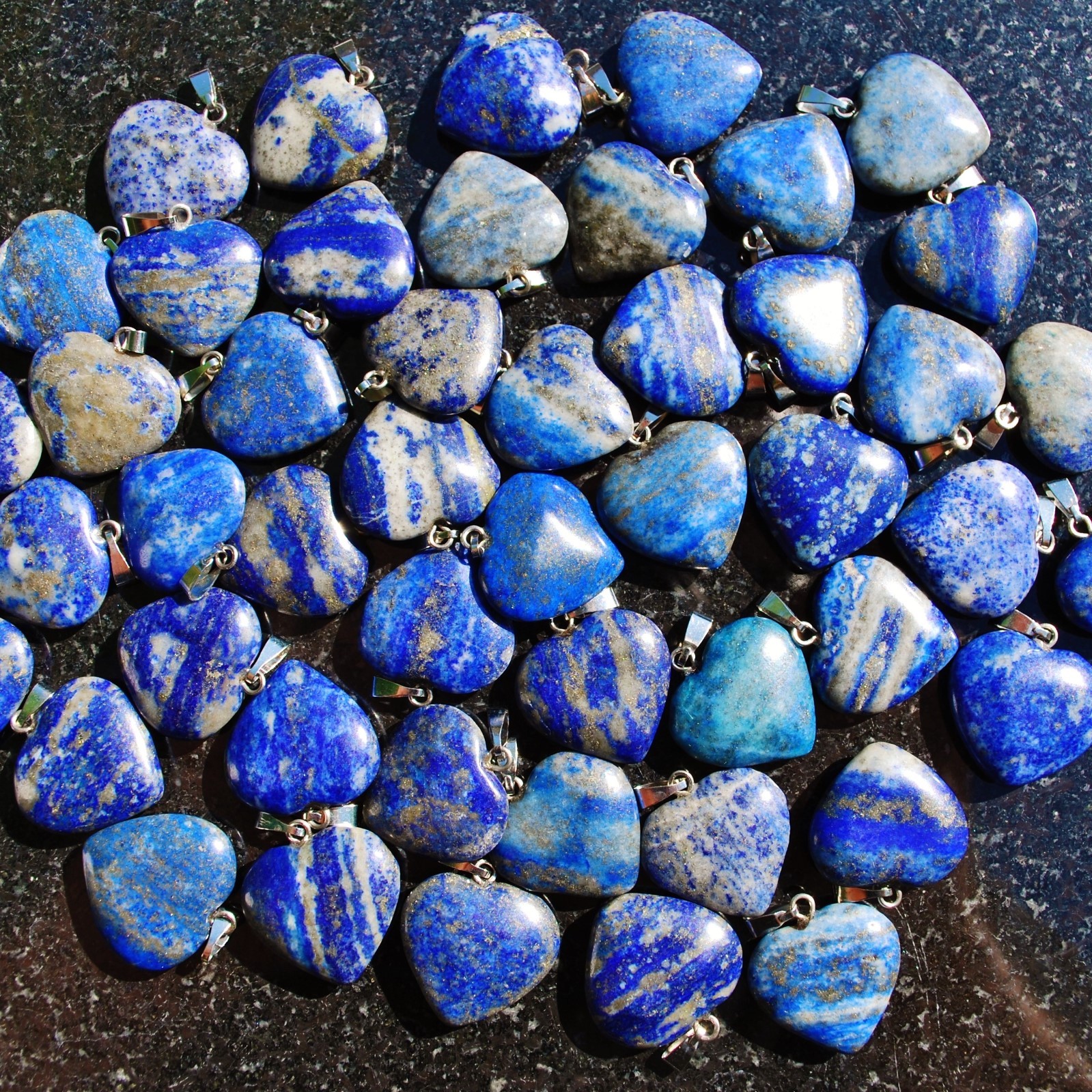 Baby Lapis Lazuli Heart Pendant + 20″ Stainless Steel Chain & Selenite Charger