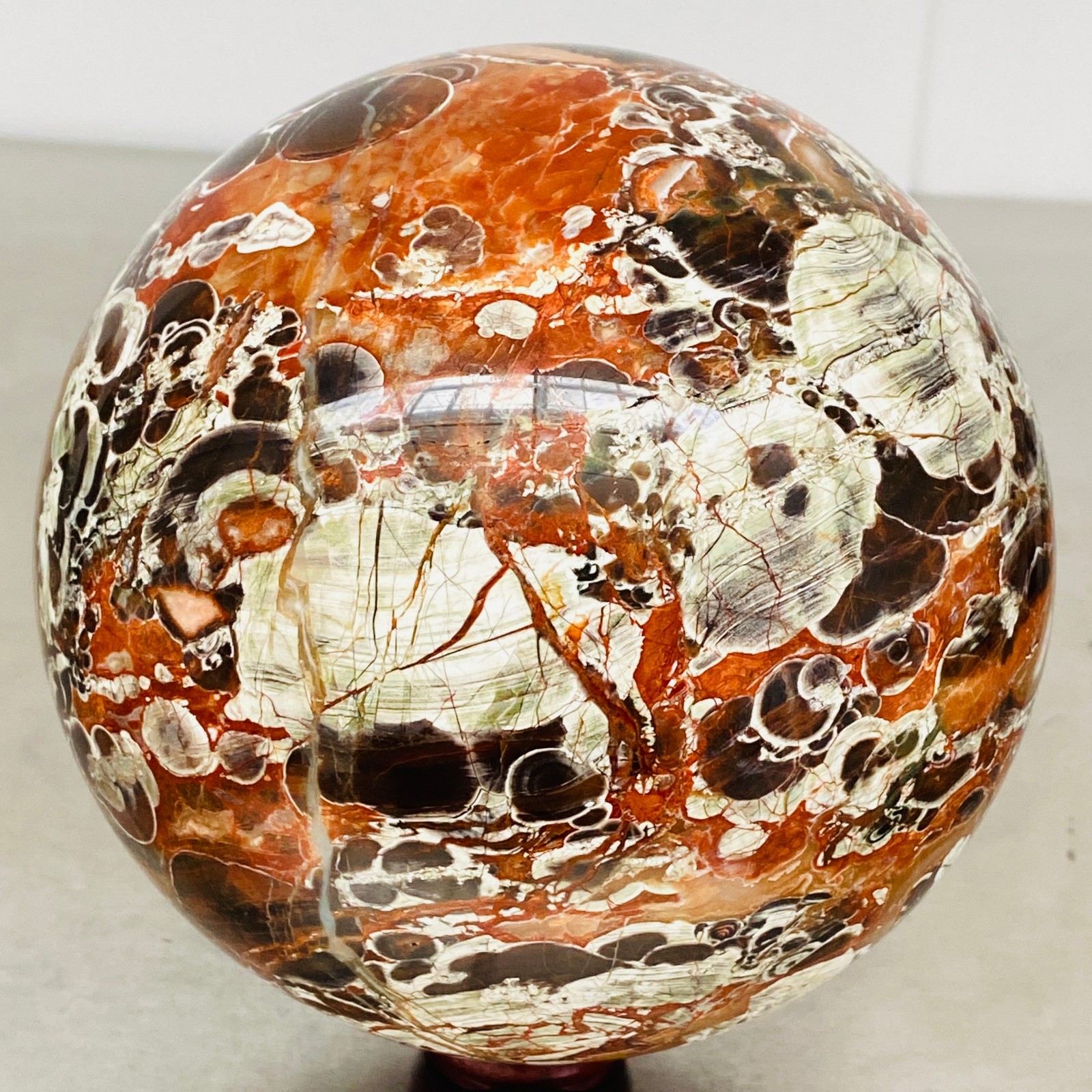 Natural Money agate Crystal Sphere Ball healing 3340G