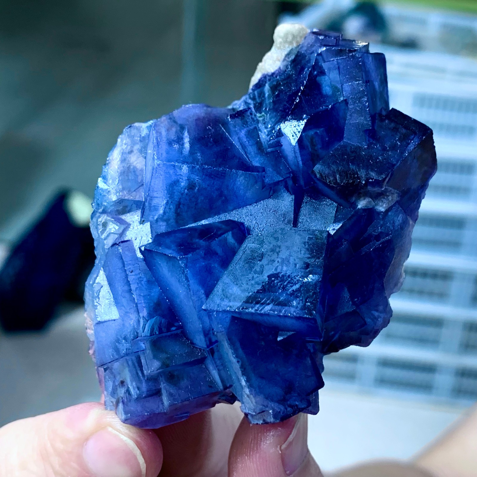120G Rare transparent blue fluorite cubic mineral crystal sample/China