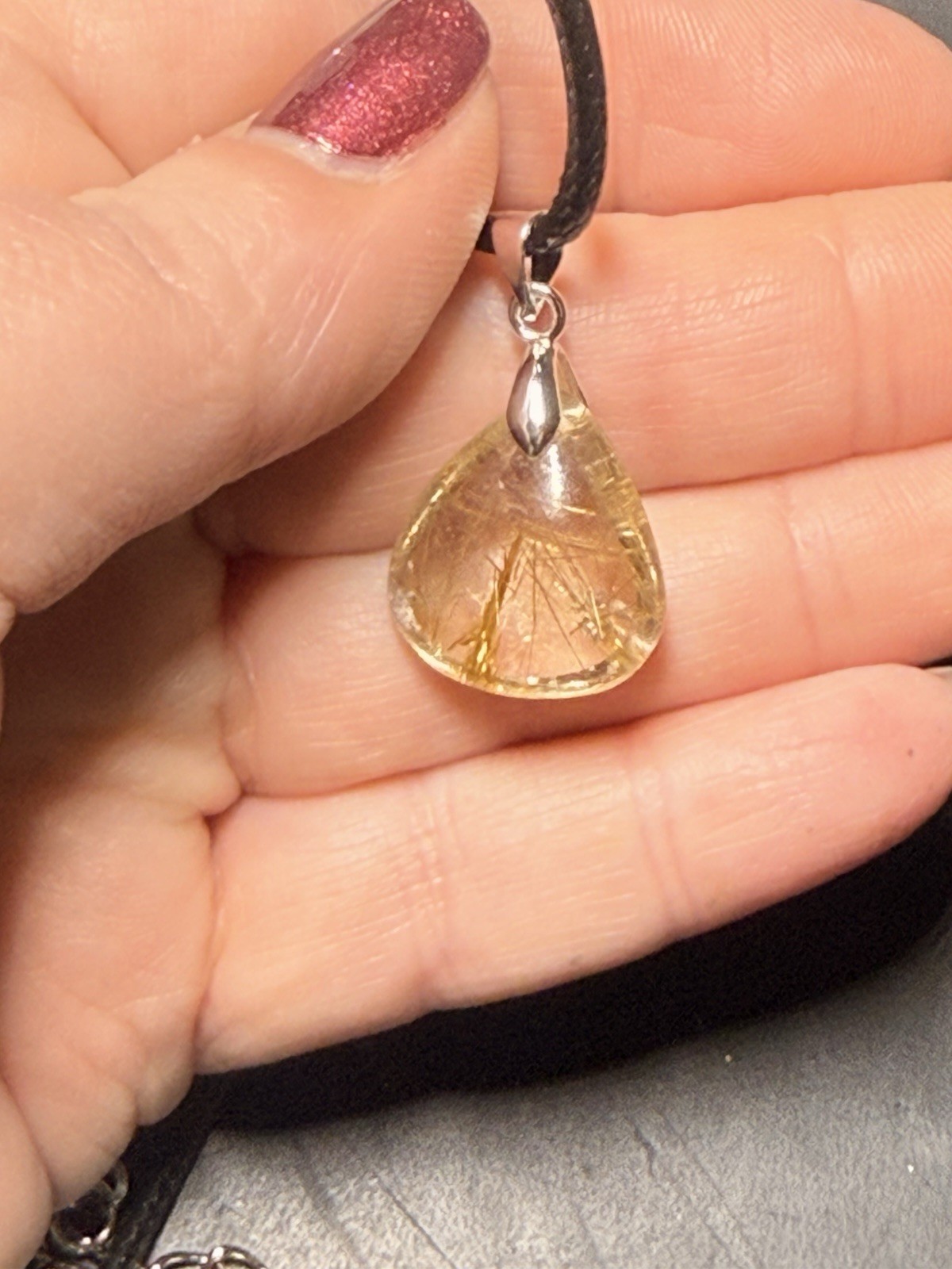 Golden Rutile Pendant Necklace