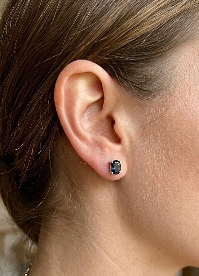 Wholesale Lot 5 Pairs Natural Sapphire Stud Earring 5x7mm