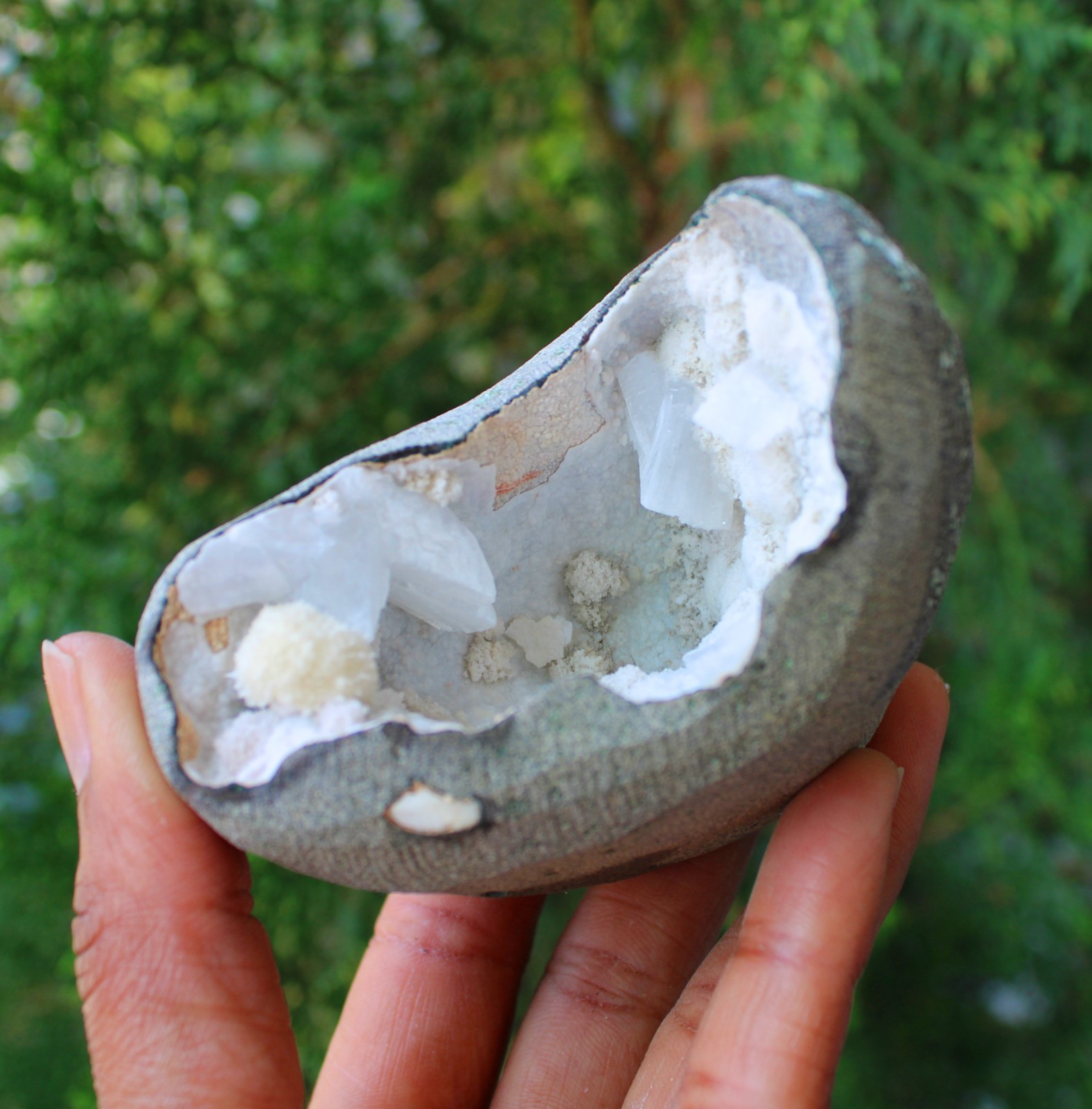 Heulandite With Okenite In Geode Minerals Specimen#A9