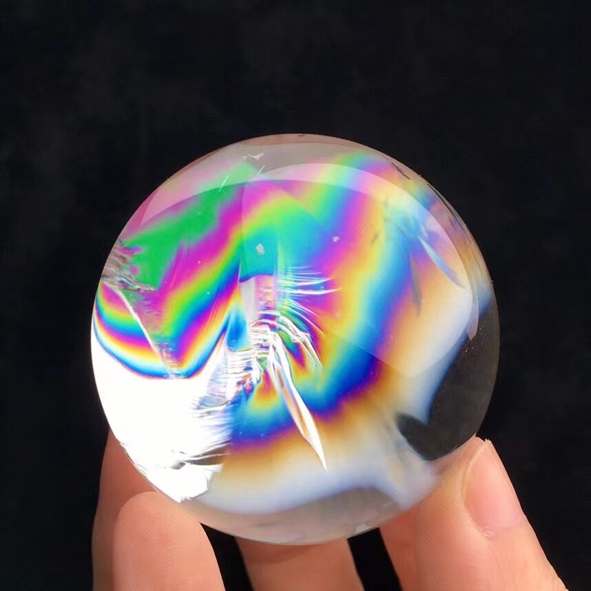 Top Natural Clear Quartz Sphere Rainbow Crystals Ball Healing 160g