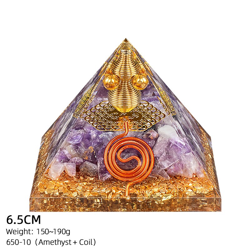Reiki Energy Healing Large Chakra Orgone Orgonite Amethyst Crystal Pyramid 6.5cm