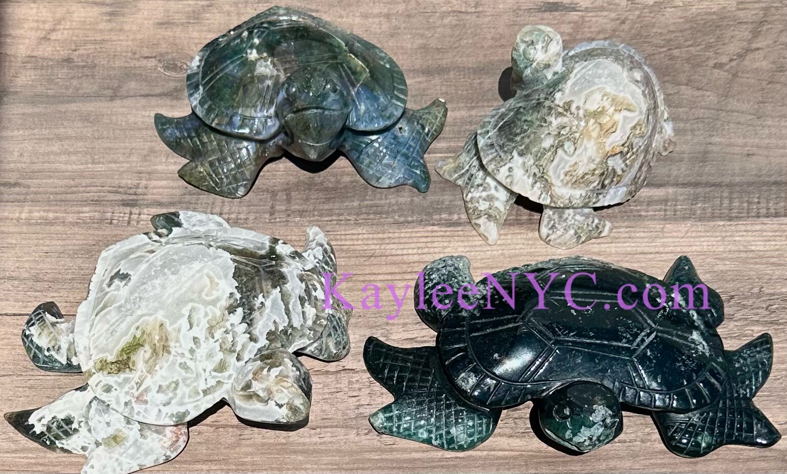 Wholesale Lot 4 PCs Natural Moss Agate Turtle Healing Energy 4.1-4.4Lbs