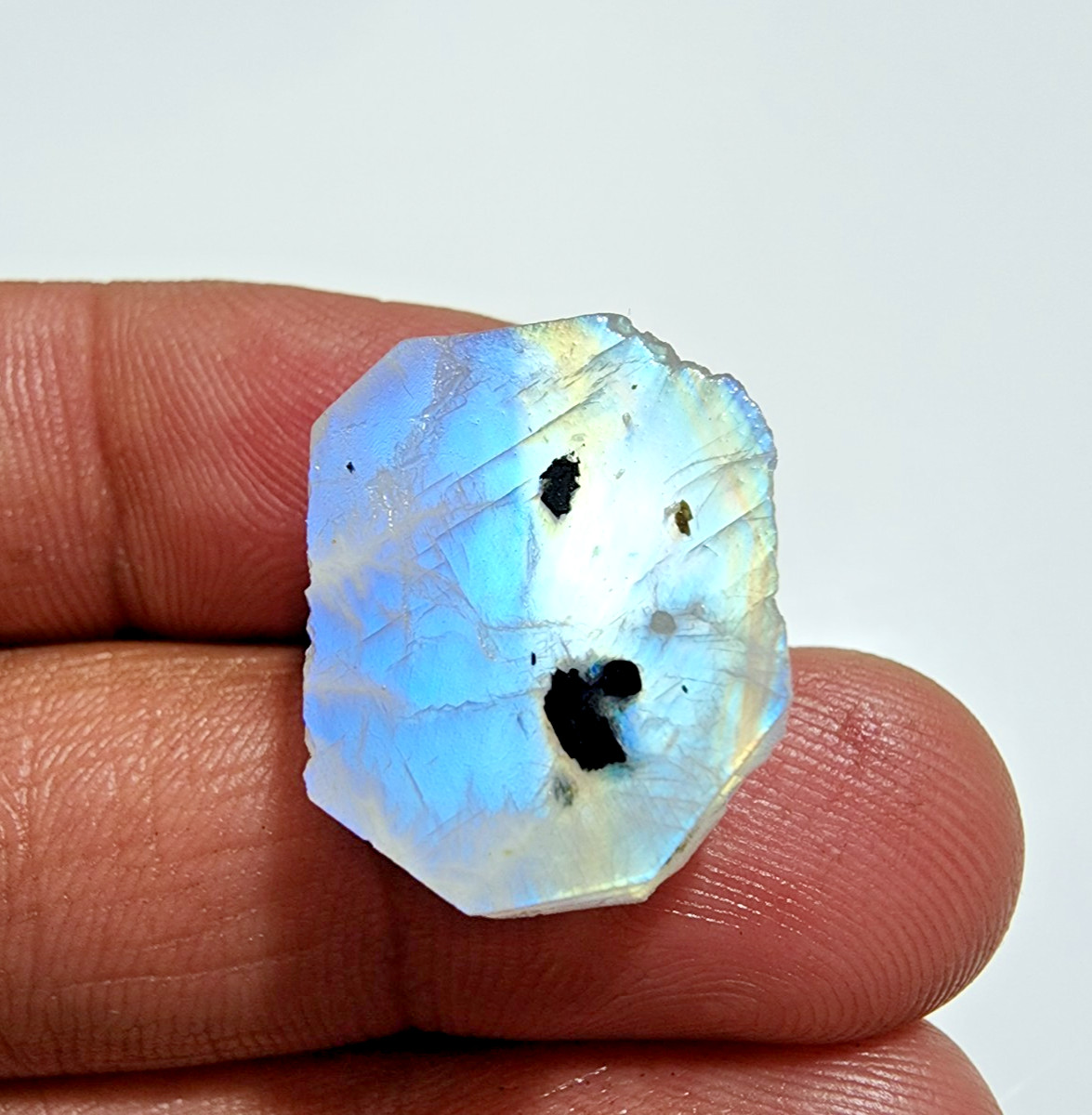 Superb White Rainbow Moonstone Power Blue Fire Rough Loose Gemstone Jewelry 32Ct