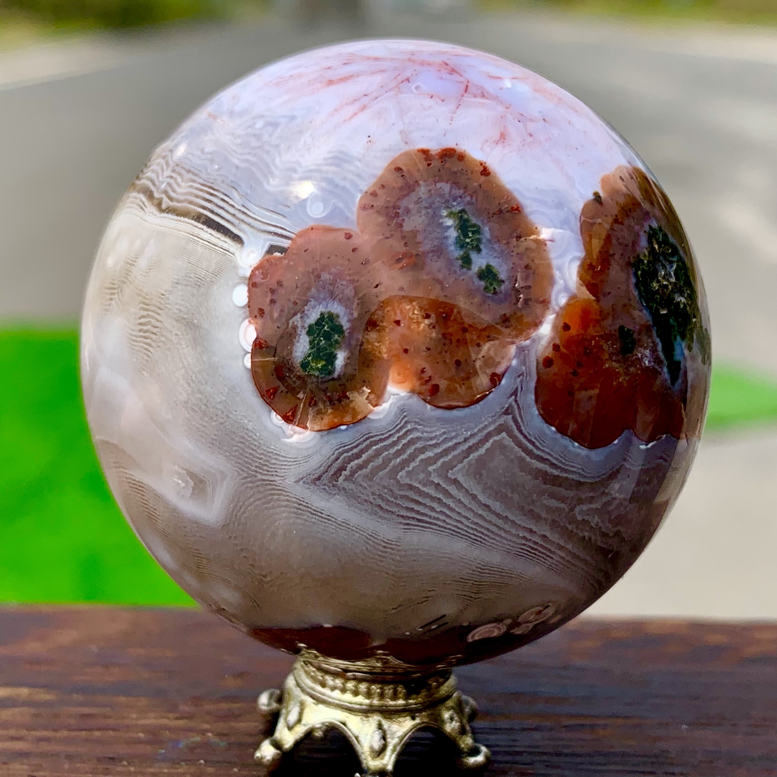 130GNatural Silk agate Sphere Quartz crystals Balls Reiki Healing Gem