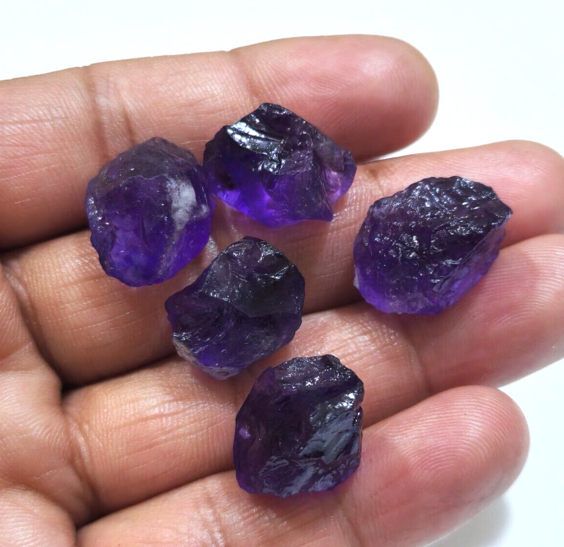 Glowing Purple Amethyst Rough 5 Pcs 17-21 mm Size Loose Gemstone For Jewelry