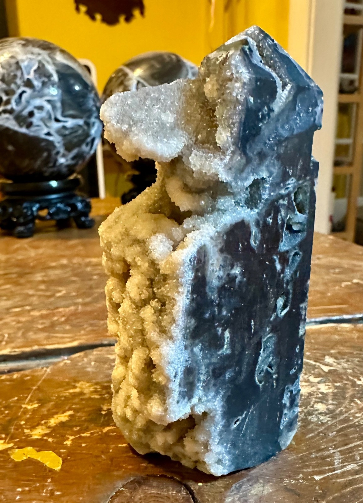 Druzy clear quartz crystal tower in dark matrix – Free shipping